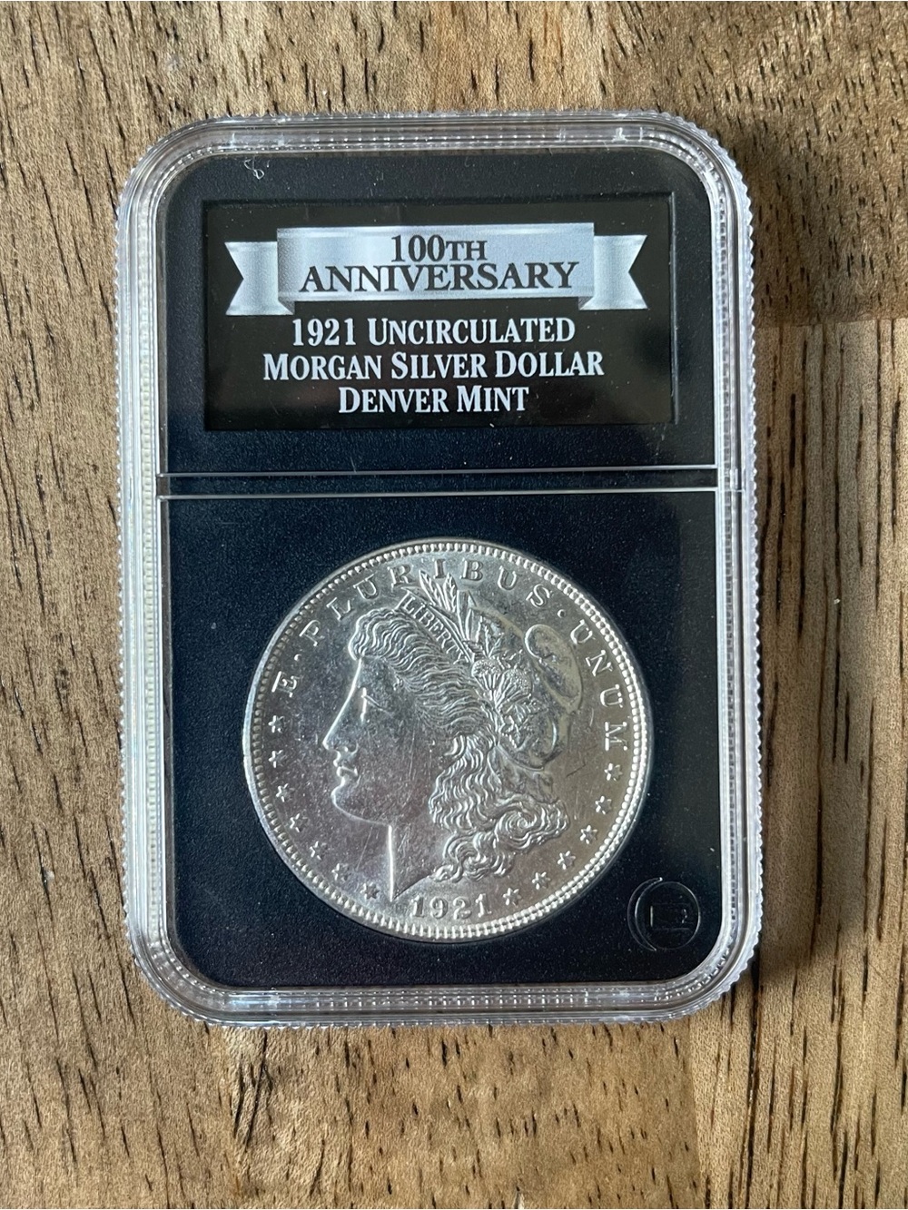 1921 Morgan Silver Dollar Uncirculated PCS Holder 100th Anniversary Denver Mint